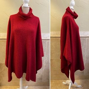 Alpaca 111 mock turtleneck Red Poncho EUC one size